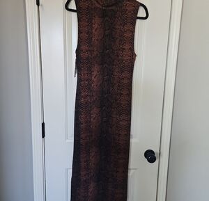 Bar III Brown Snake-Print Sleeveless Maxi Dress